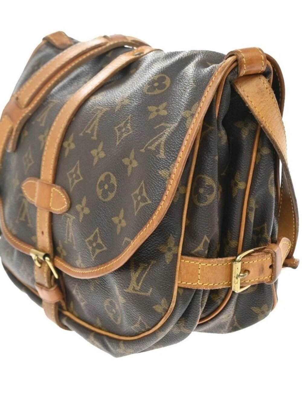 LOUIS VUITTON Logo Saumur 30 Shoulder Bag Monogram Leather Brown - Picture 4 of 14